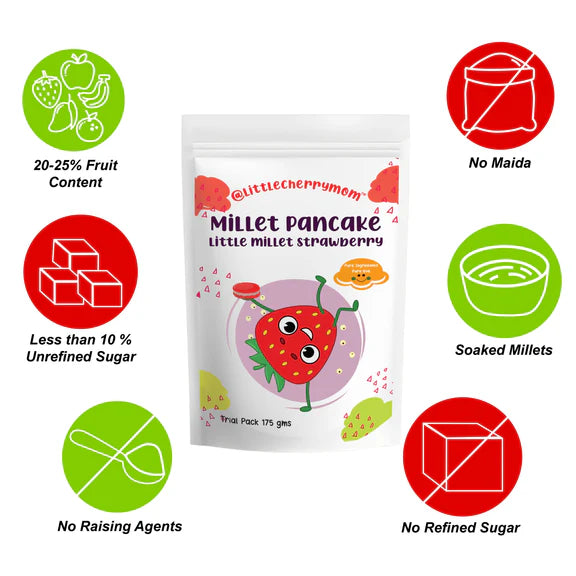 Littlecherrymom Pancake Mix Little Millet Strawberry - 175 gm