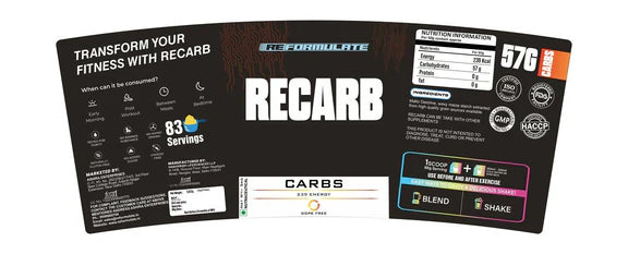 Reformulate Recarb I Carbs I 239 Energy I Nutraceutical - Unflavoured - 5 kg