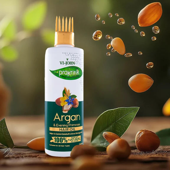 VI-JOHN Prakritik Argan & Evening Primrose Hair oil, Helps to Control Dandruff,100% Bio Actives Hair Oil - 250 ml