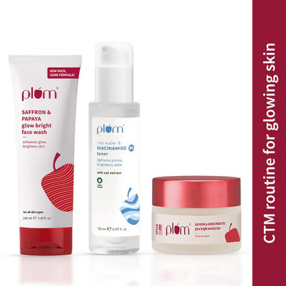 Plum CTM Combo - Saffron & Papaya Face Wash, Niacinamide Toner - combo