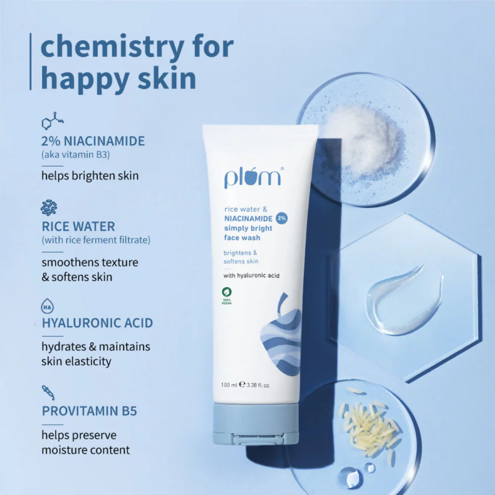 Plum 2% Niacinamide Face Wash With Rice Water - 100 ml