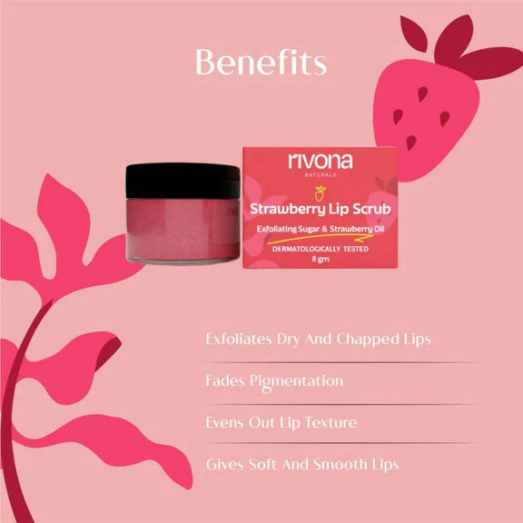 Rivona Naturals Strawberry Lip Scrub - 8 gm