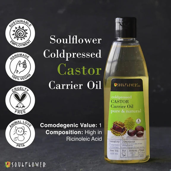 Soulflower Coldpressed Castor Carrier Oil Pure & Natural - 225 ml
