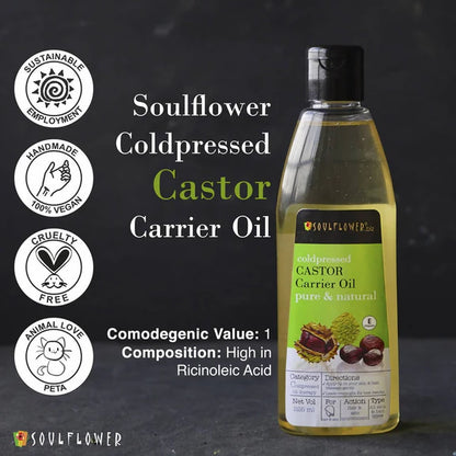 Soulflower Coldpressed Castor Carrier Oil Pure & Natural - 225 ml