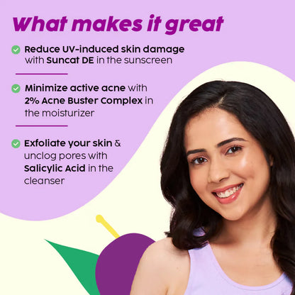 PLIX The Plant Fix 2% Acne Buster Moisturizer & Salicylic Acid Sunscreen SPF50+ PA+++, Reduce Acne, Pimple Marks - combo
