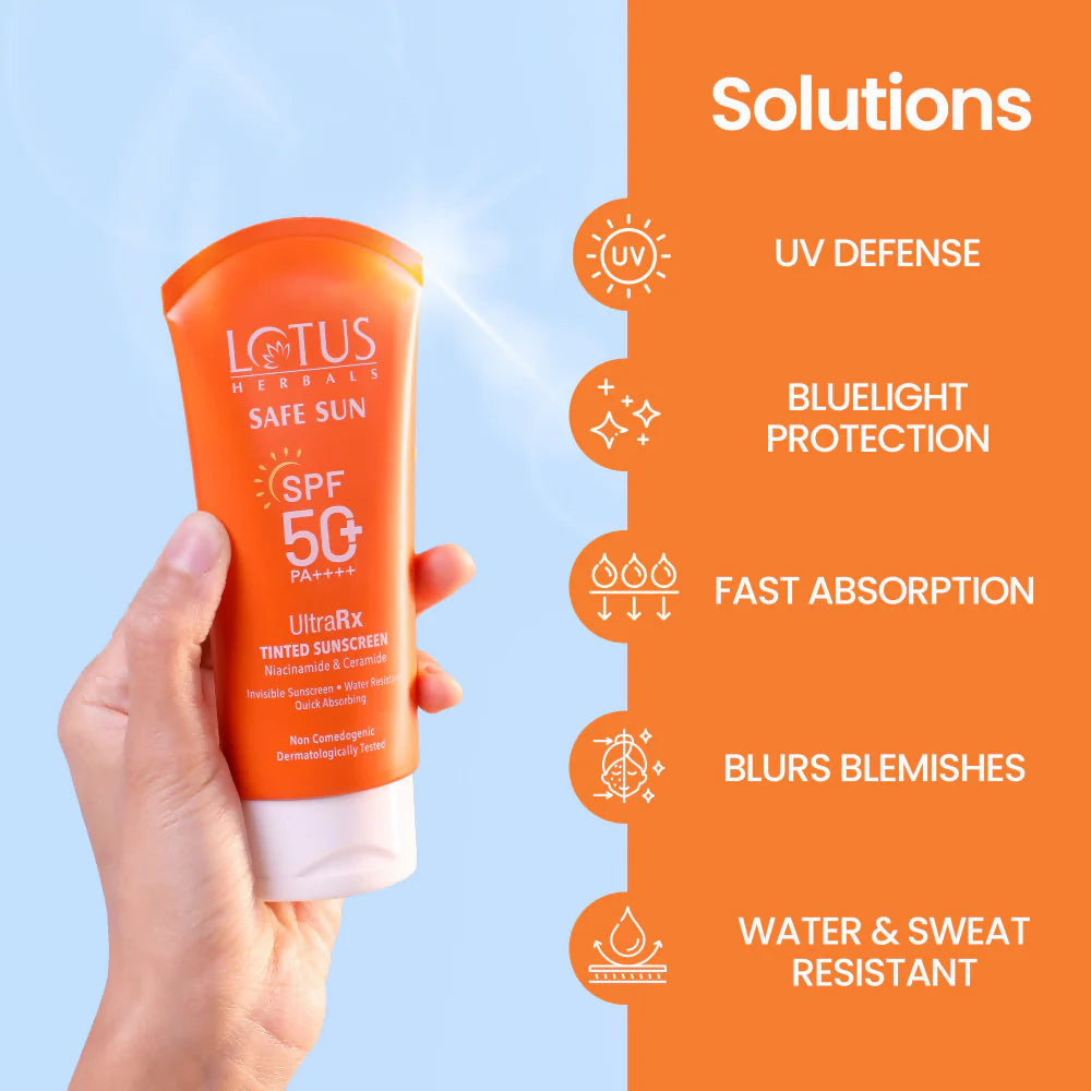 Lotus Herbals Safesun Ultrarx Tinted Sunscreen SPF 50+ PA++++ - 50 gm
