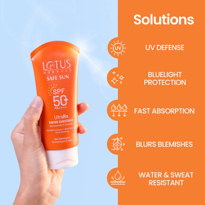 Lotus Herbals Safesun Ultrarx Tinted Sunscreen SPF 50+ PA++++ - 50 gm