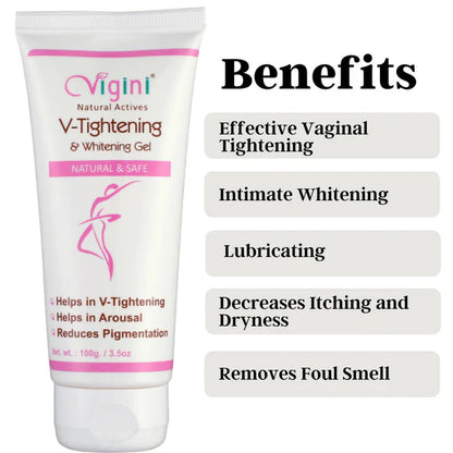 Vigini Natural Actives Vaginal V-Tightening Whitening Vagina Tight Moisturizer Lubricant Cream Gel - 100 gm