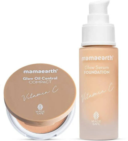 Mamaearth Glow Serum Foundation + Glow Oil Control Compact Combo