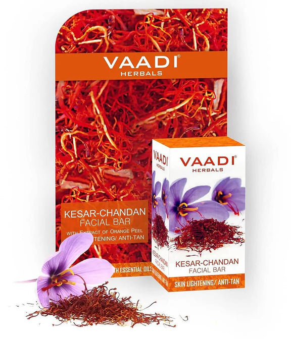 Vaadi Herbals Kesar Chandan Facial Bar With Extract Of Orange Peel - 25 gm