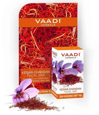 Vaadi Herbals Kesar Chandan Facial Bar With Extract Of Orange Peel - 25 gm