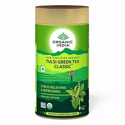 Organic India Tulsi Green Tea Classic Tin - 100 gm