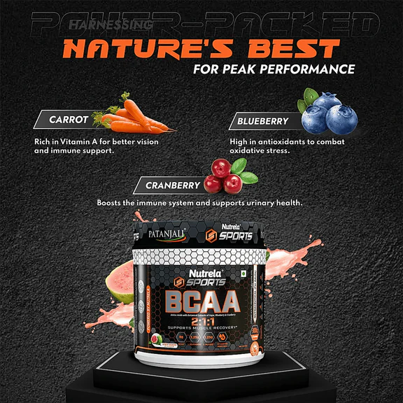 Patanjali Nutrela Sports BCAA Powder Spicy (Guava Flavour) - 300 gm