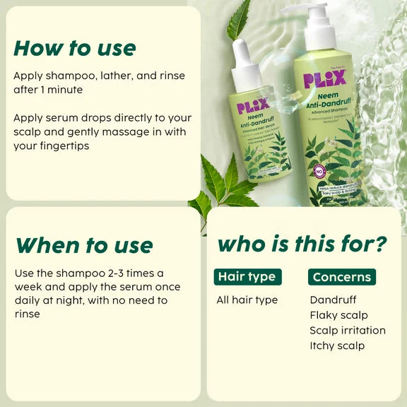 PLIX The Plant Fix Neem Anti-Dandruff Advanced Kit - Shampoo + Serum - Kit