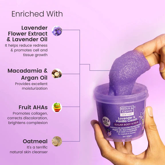 Bryan & Candy Lavender & Vanilla Cream Sugar Body Scrub - 250 gm