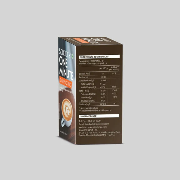 Society One Minute Cappuccino Coffee Premix - 5 Sachets