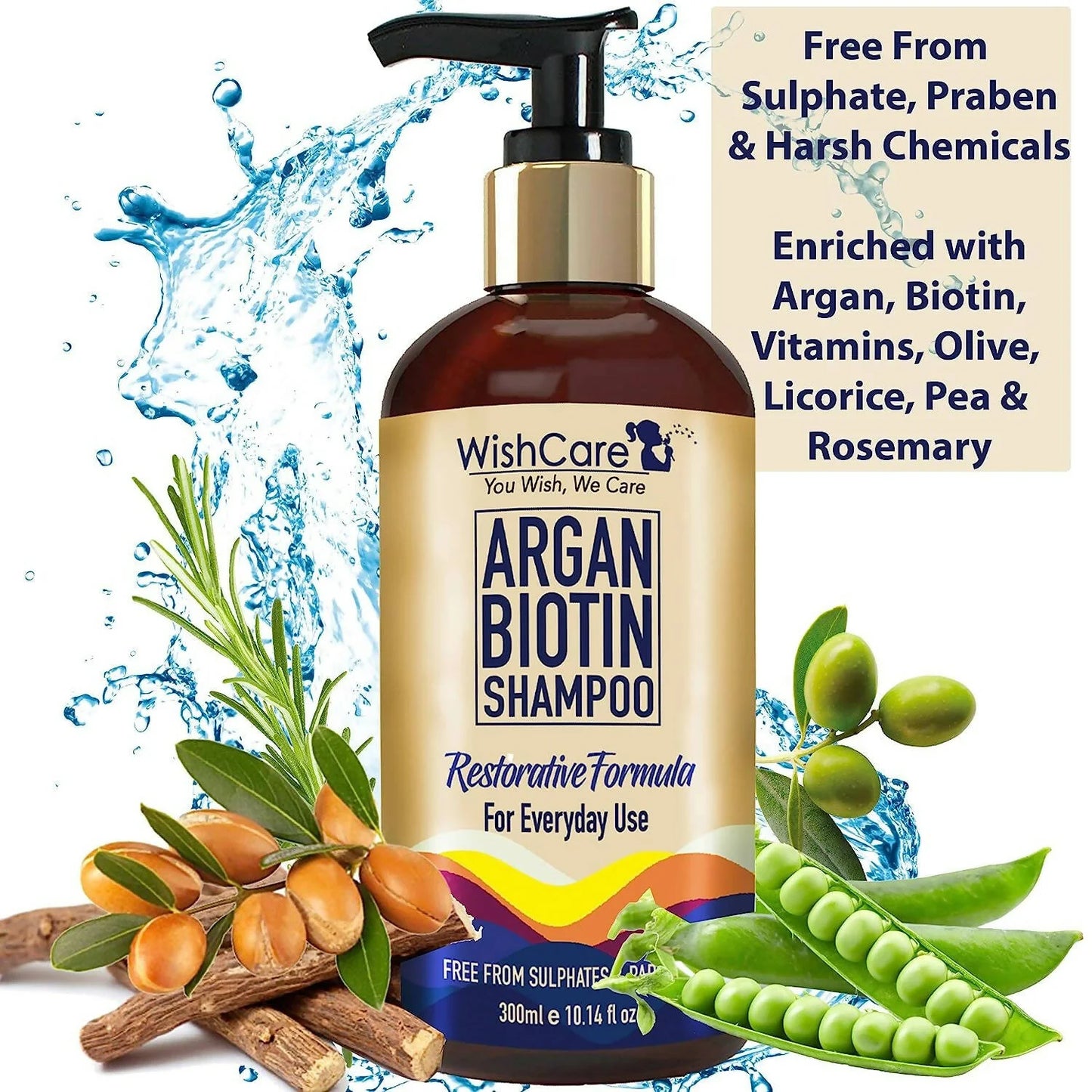 Wishcare Argan Oil Biotin Shampoo - 300 ml