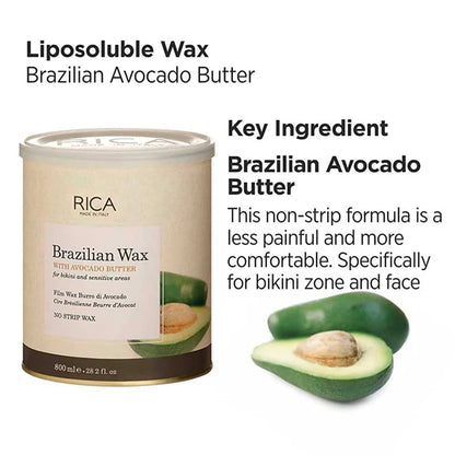 Rica Brazilian Wax with Avocado Butter, Natural & Stripless Wax - 800 ml