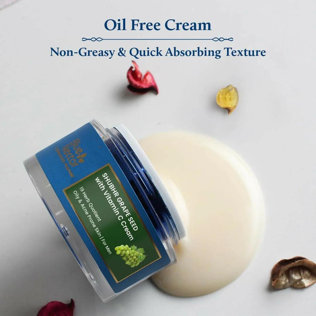 Blue Nectar Vitamin C Face Moisturizer for Oily & Acne Prone Skin with Grapeseed For Men - 50 gm