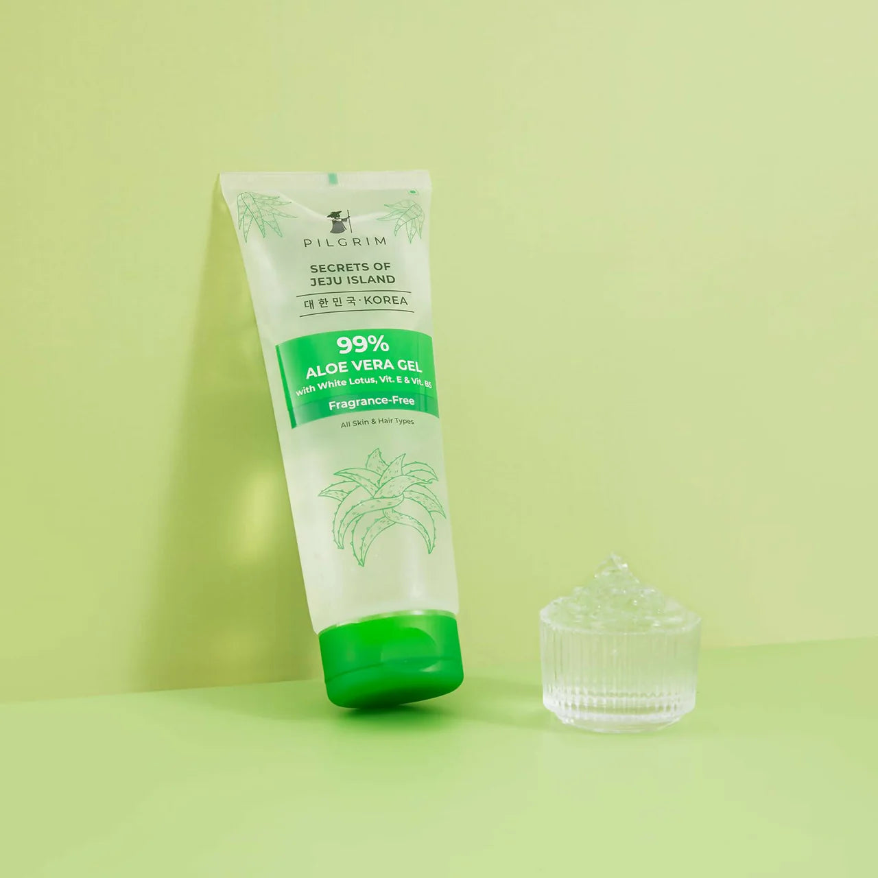 Pilgrim Korean 99% Pure Aloe Vera Gel with Vitamin E & Vitamin B5, Hydrates & Soothes Skin - Korean Skin Care