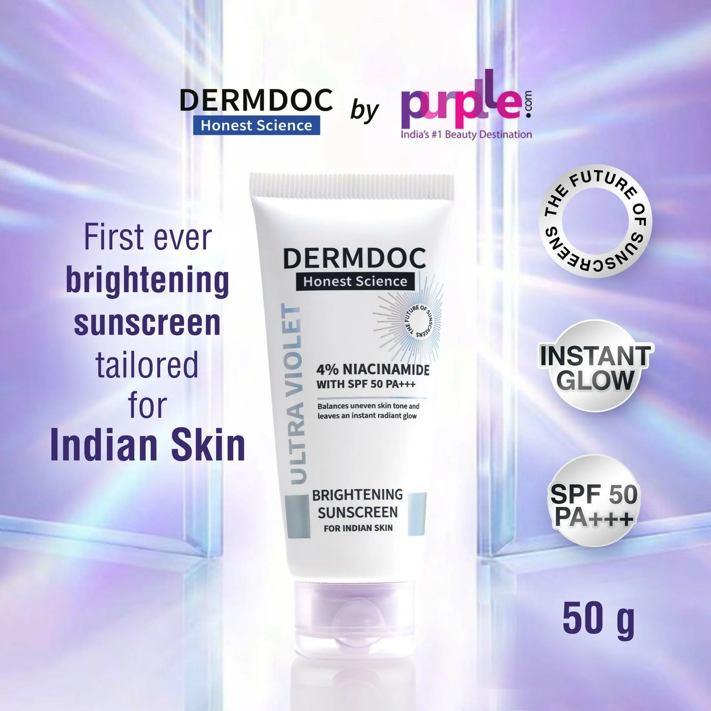 Dermdoc 4% Niacinamide With Spf 50 Pa +++ Brightening Sunscreen - 60 gm