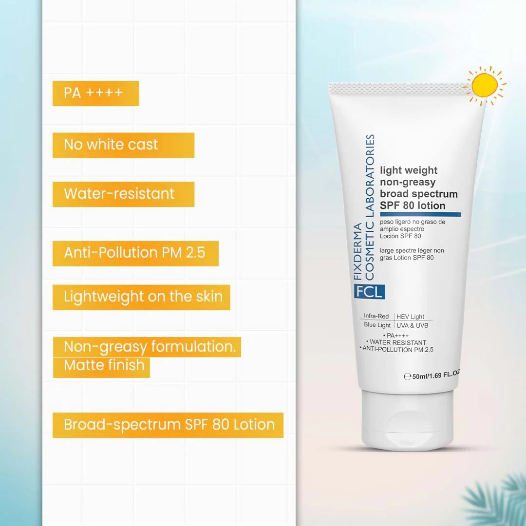 FCL Light Weight Non-Greasy Broad Spectrum SPF 80 Lotion - 50 ml