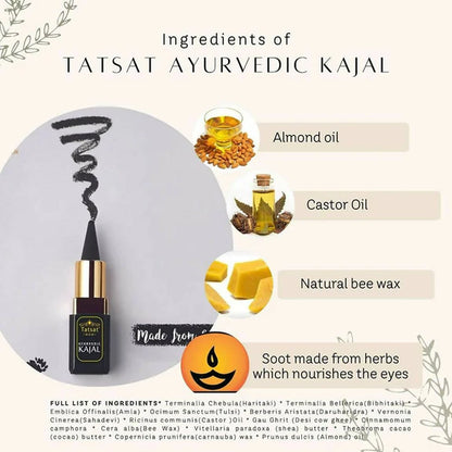 Tatsat 100% Natural Certified Ayurvedic Kajal With Pure Herbs - 2.5 gm