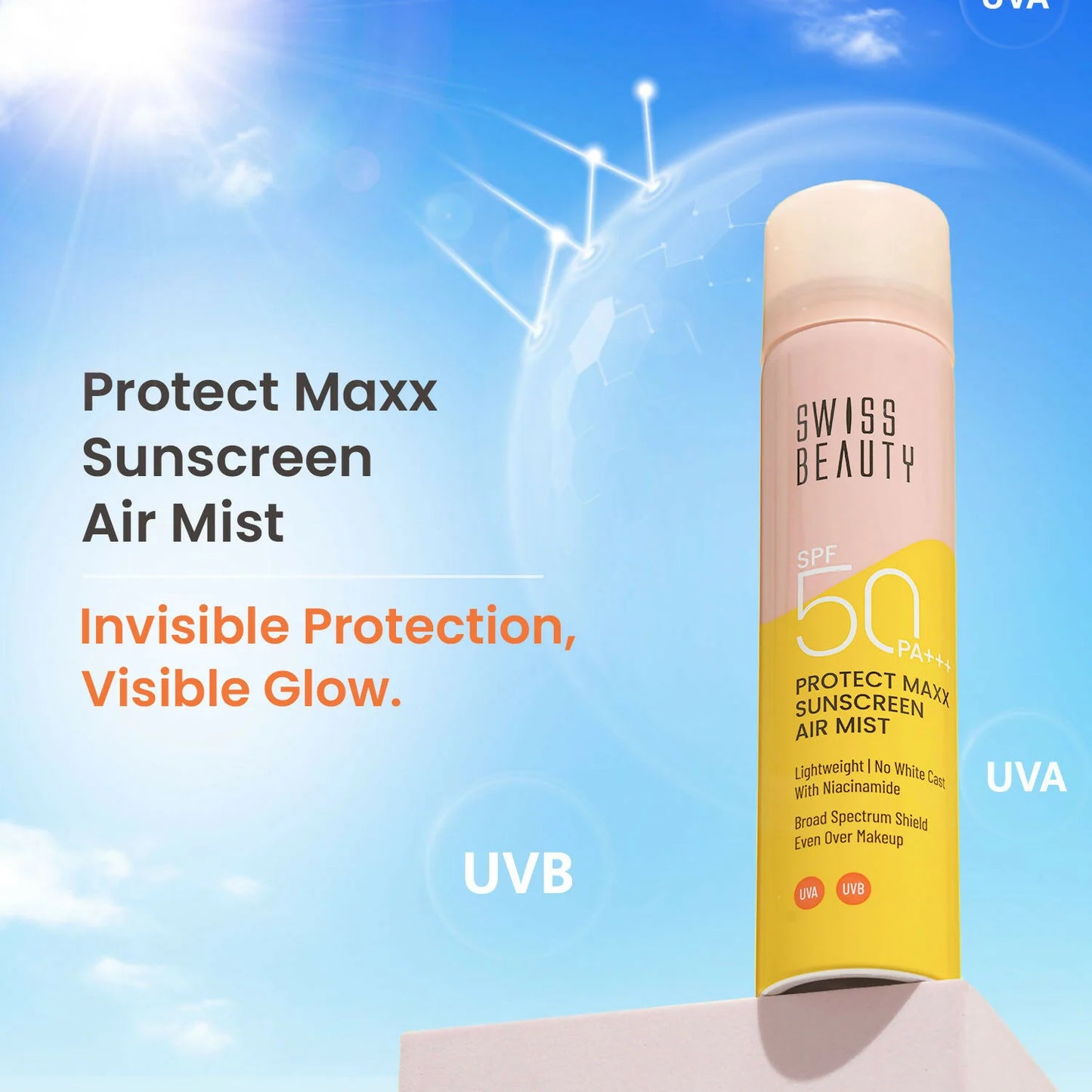 Swiss Beauty Protect Maxx Sunscreen Air Mist With SPF 50 PA+++ - 80 ml