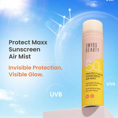 Swiss Beauty Protect Maxx Sunscreen Air Mist With SPF 50 PA+++ - 80 ml