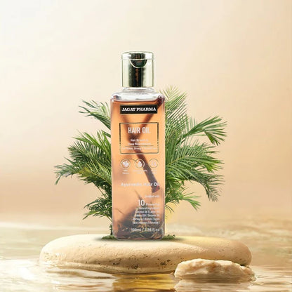 Jagat Pharma Hair Oil for Dense, Strong & Smooth Hair | Infused With 10 Powerful Ayurvedic Herbs - 100 ml