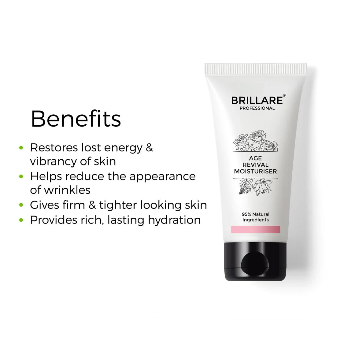 Brillare Age Revival Natural Moisturiser Cream with Indian Rose and Lotus - 50 gm