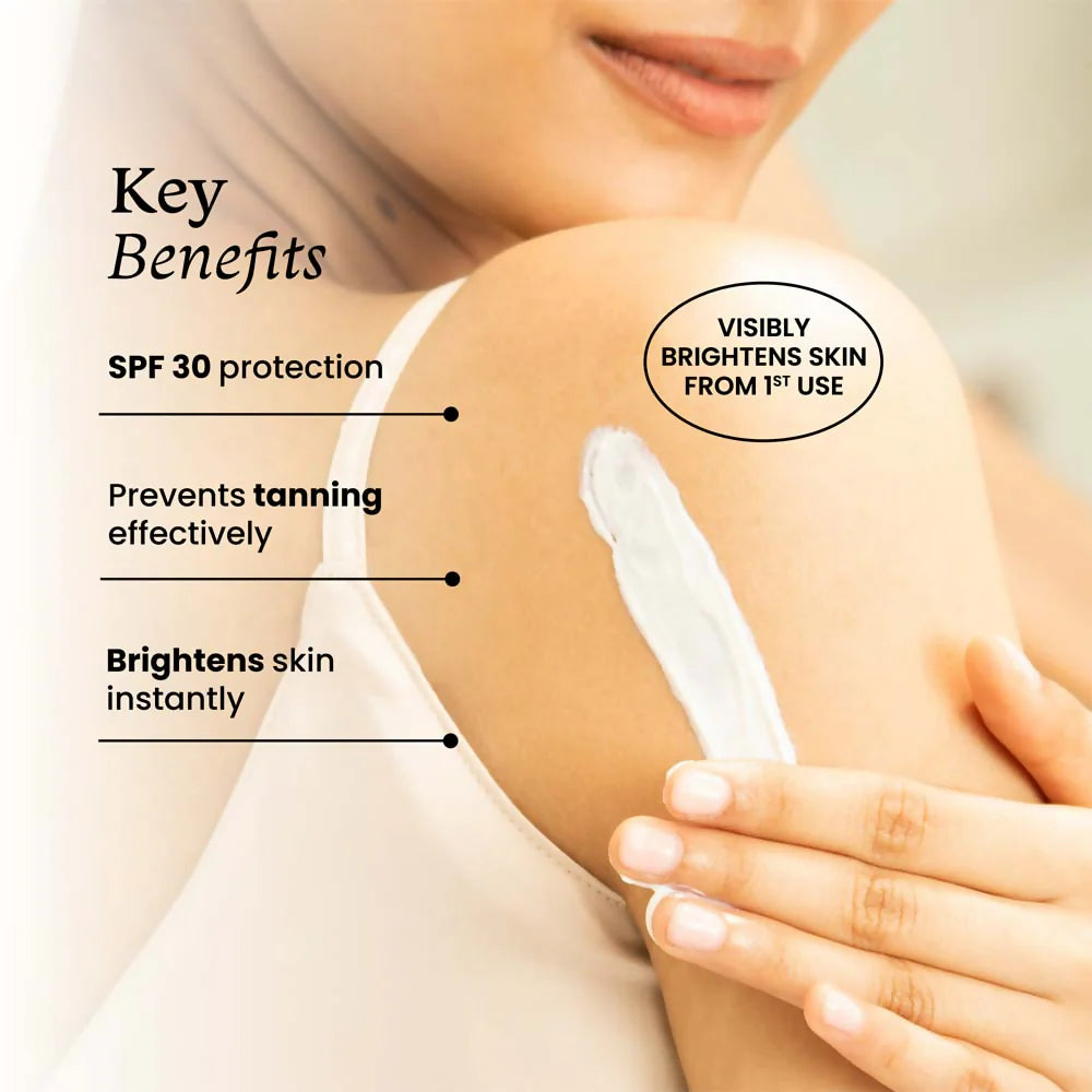 Foxtale Brightening Body Lotion SPF 30 With Niacinamide & Vitamin C Tan Protection & Glowing Skin - 200 ml