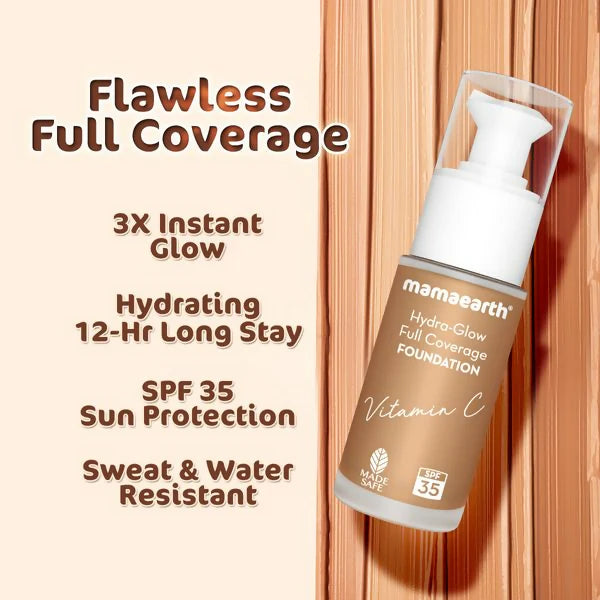 Mamaearth Hydra-Glow Full Coverage Foundation With Vitamin C & Turmeric - Nude Glow