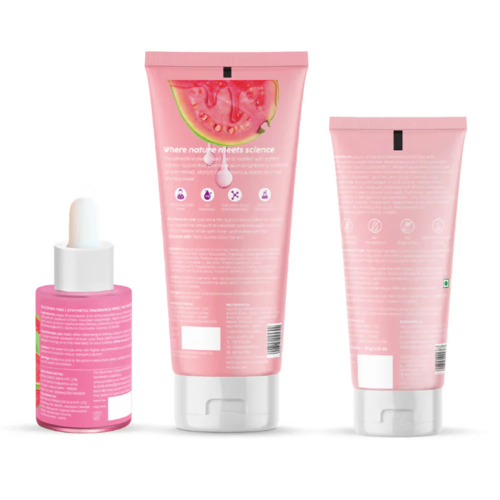 PLIX The Plant Fix Guava Glow Regime With Cleanser With 10% Vitamin C Serum & Invisible Sunscreen - combo