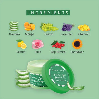 Glamveda Aloevera Light Moisturizing Hand Cream - 40 gm