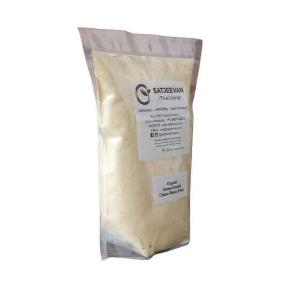 Satjeevan Organic Stone-Ground Chana Besan Flour - 500 gm