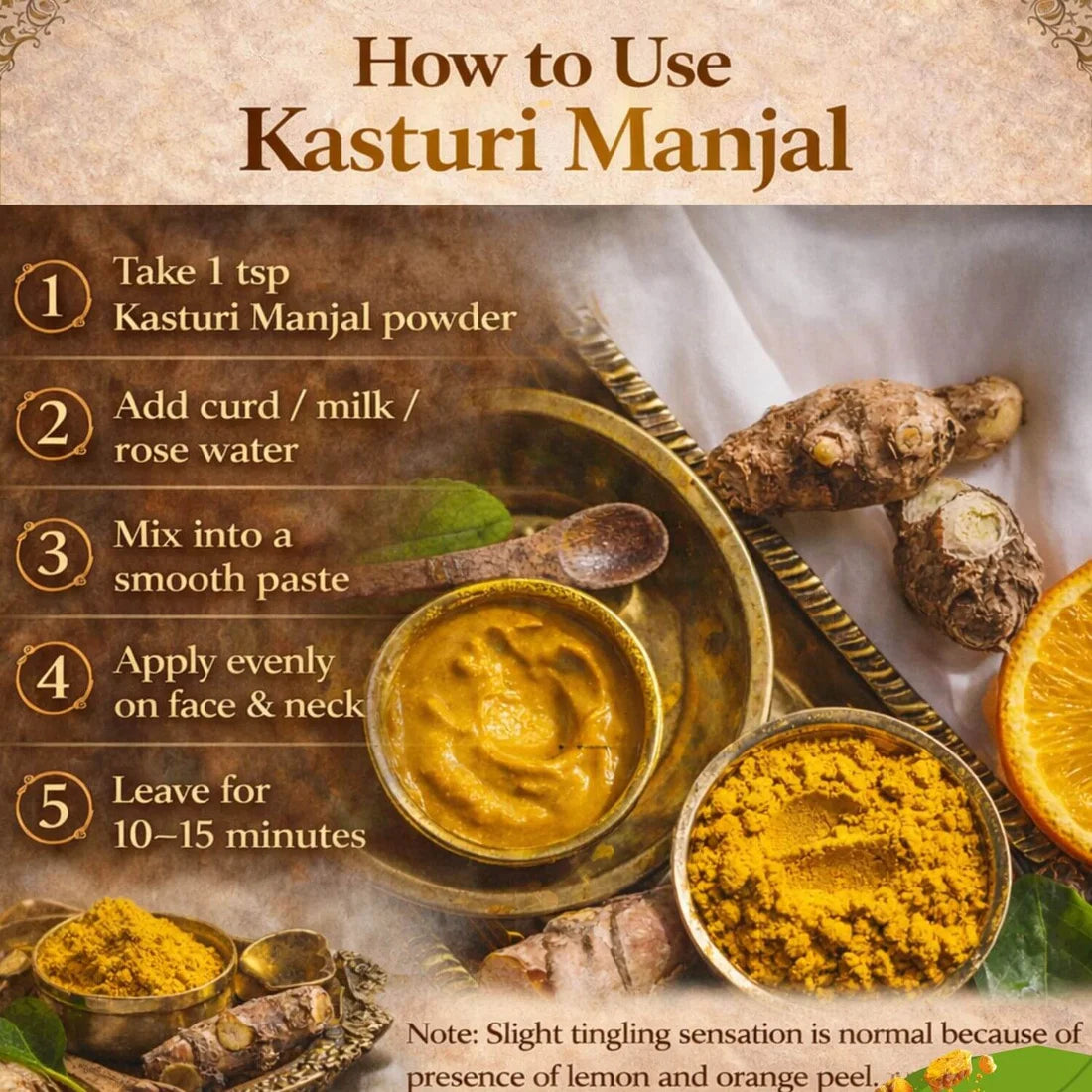 Yellow Kasturi Manjal Face Pack - Turmeric Ubtan for Skin Brightening, Tan Removal & Acne | Natural Glow