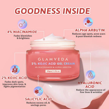 Glamveda 2% Kojic Acid Gel Cream - 50 gm