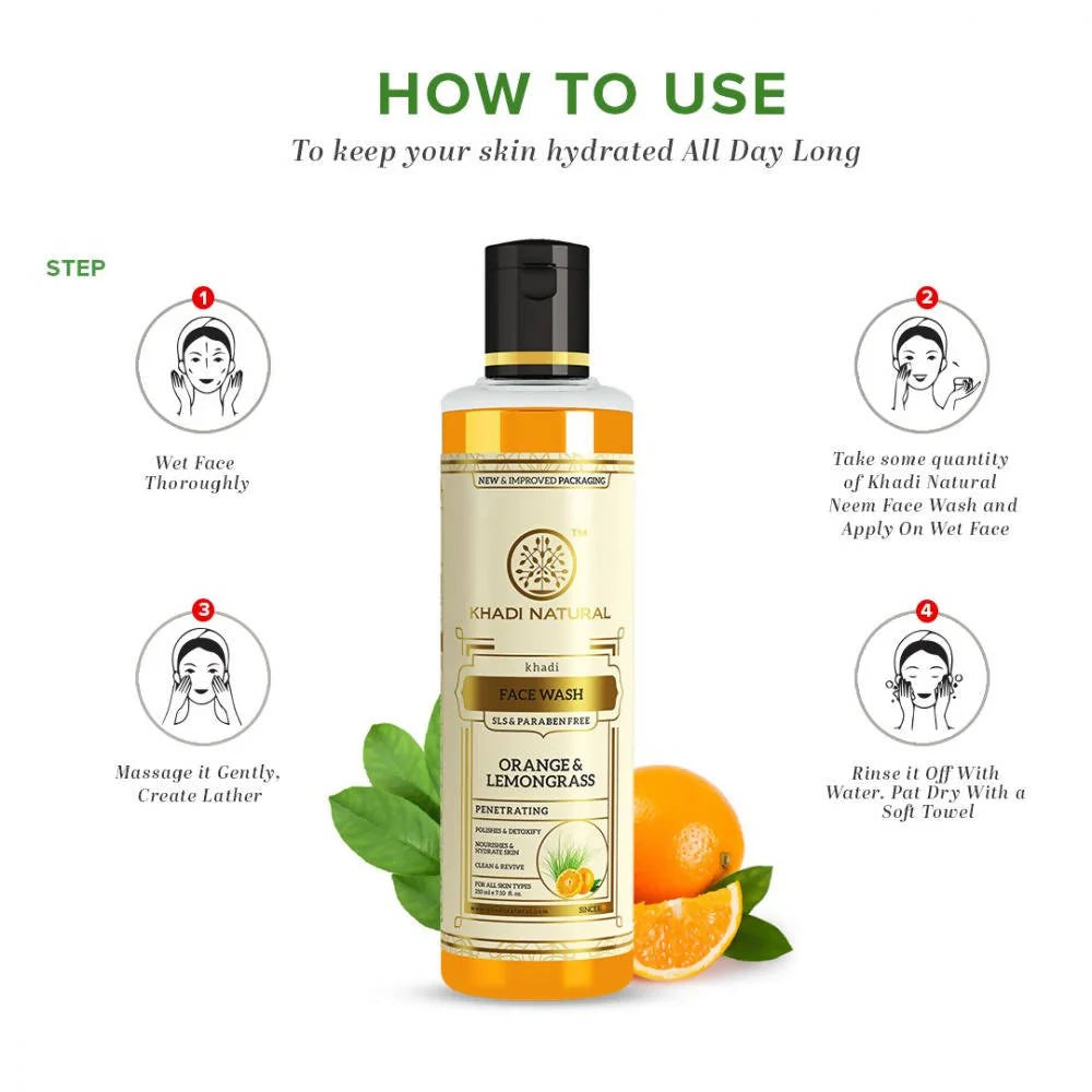Khadi Natural Orange & Lemongrass Face Wash - 210 ml