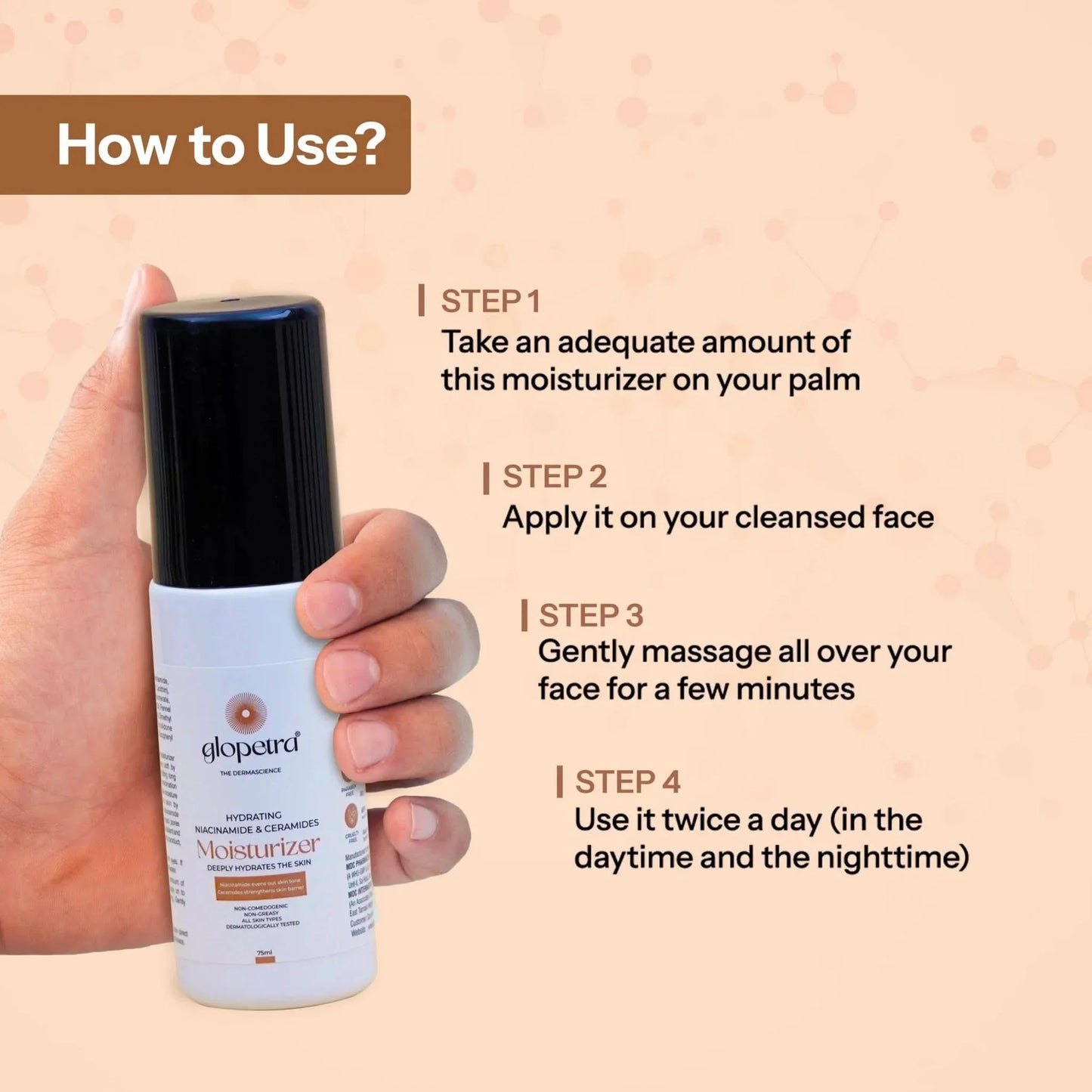 Glopetra Hydrating Niacinamide & Ceramides Moisturizer Deeply Hydrates The Skin - 75 ml