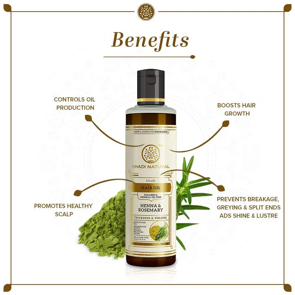 Khadi Natural Henna & Rosemary Herbal Hair Oil - 210 ml