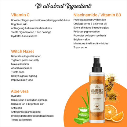 Matra Vitamin C Face Mist Toner with Niacinamide (vit B3) Witch Hazel And Aloe Vera - 100 ml
