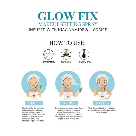 Love Earth Makeup Setting Spray Glow Fix, Infused With Niacinamide & Licorice - 50 ml