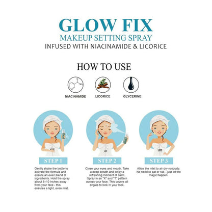 Love Earth Makeup Setting Spray Glow Fix, Infused With Niacinamide & Licorice - 50 ml