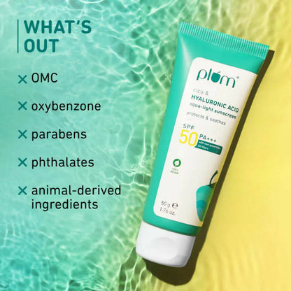 Plum Cica & Hyaluronic Acid SPF 50 PA+++ Sunscreen - 50 gm