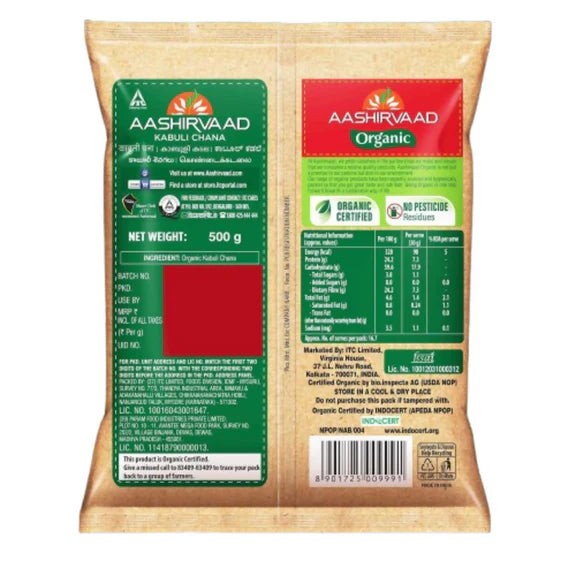 Aashirvaad Organic Kabuli Chana - 500 gm