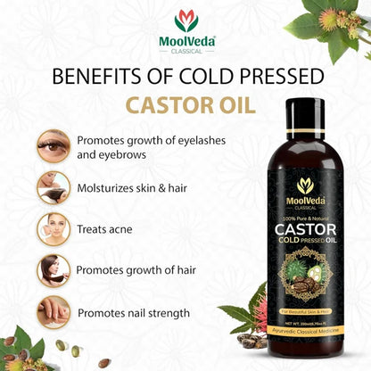 Moolveda Pure Cold Pressed Castor Hair Oil For Hair Growth - 200 ml