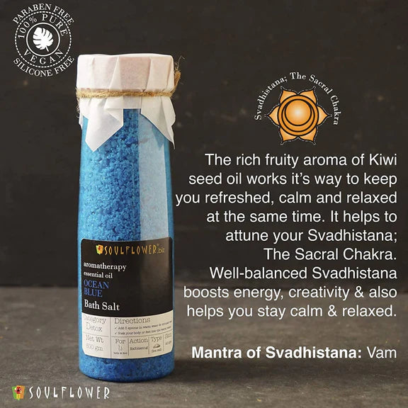Soulflower Aromatherapy Essential Oil Ocean Blue Bath Salt - 500 gm