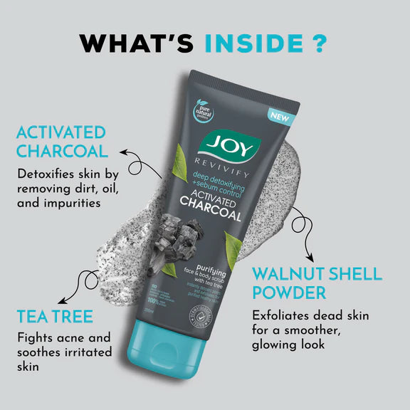 Joy Purifying & Exfoliating Charcoal Face & Body Scrub - 200 gm