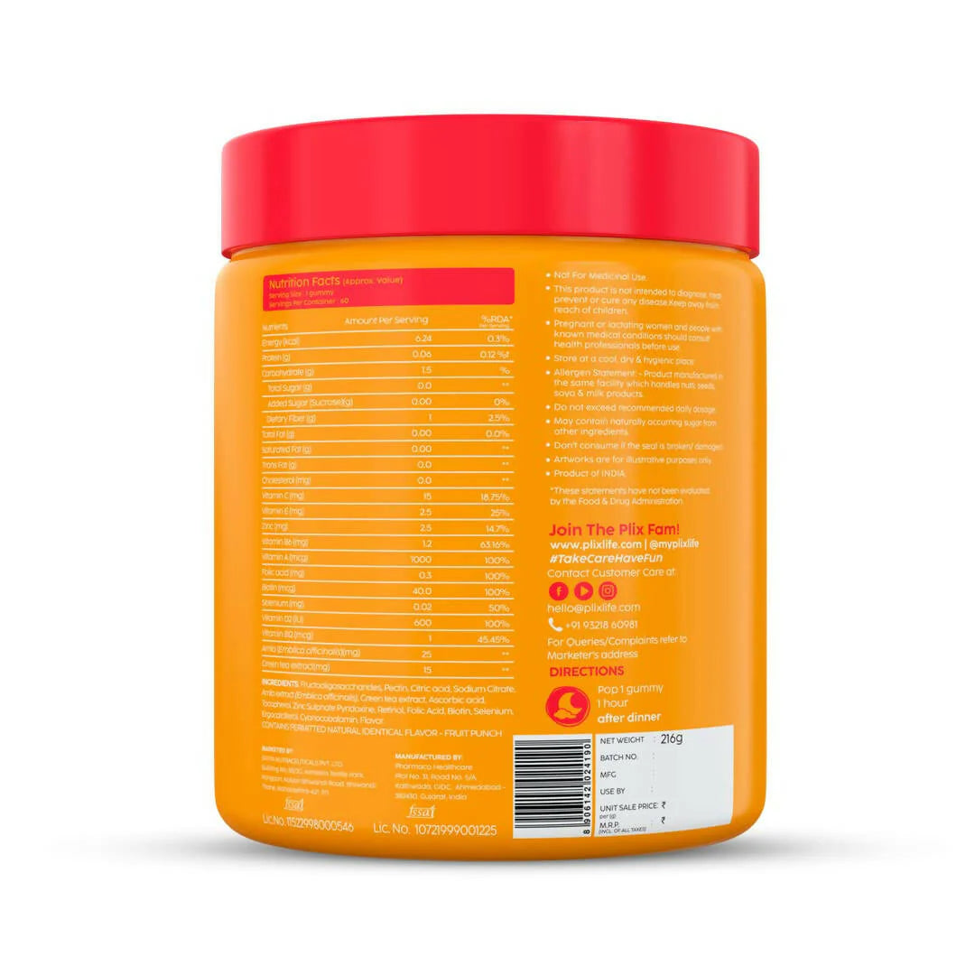 PLIX The Plant Fix Healthier Hair Gummies for Anti Hairfall -60 gummies Jar - Pack of 1